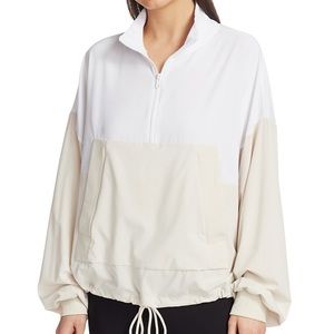 Alo City Girl Track Pullover Jacket - size small, white and bone